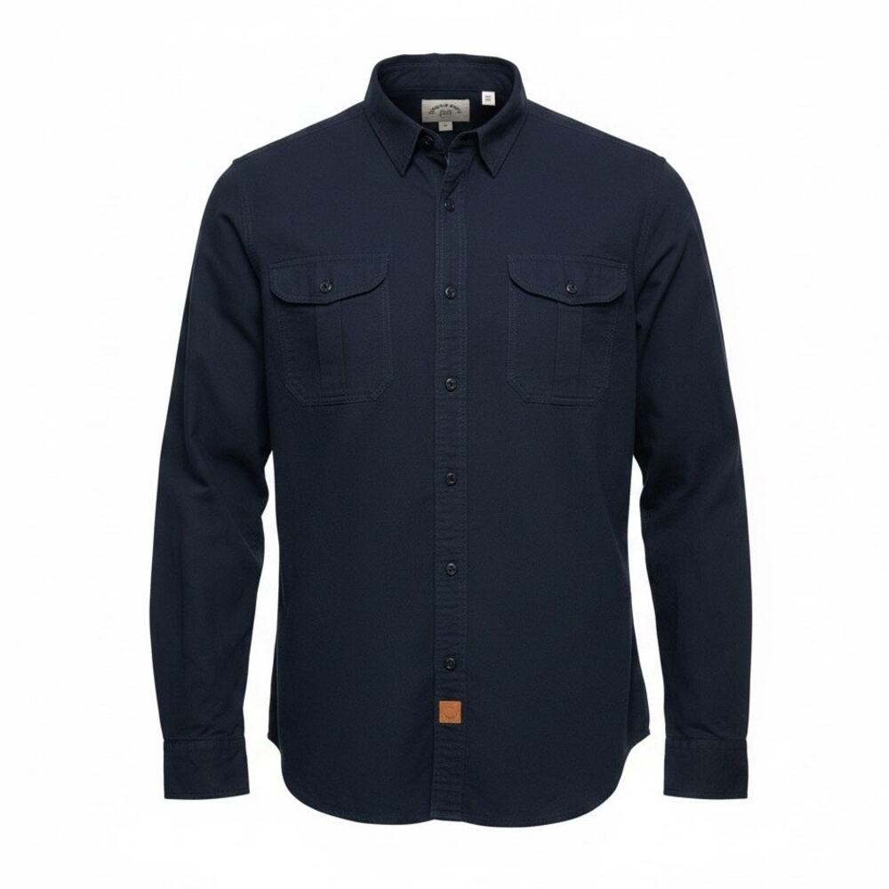 Customized Version Navy Blue Utility Button Shirt Men 3x Long Sleeve Cotton Work